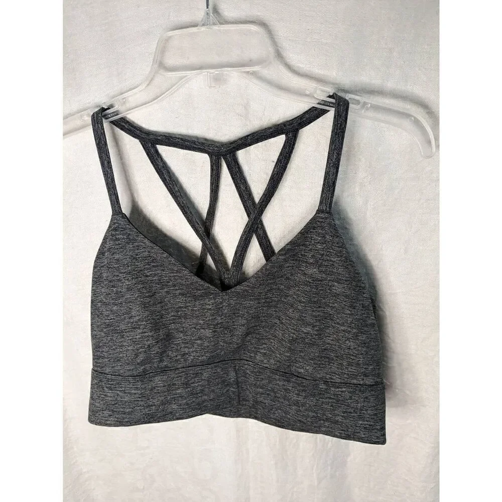 JoyLab Heathered Gray Sports Bra Strappy Large L